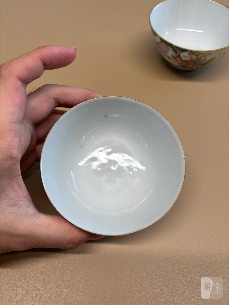 清同治 粉彩麒麟送子纹碗一对 - 图5